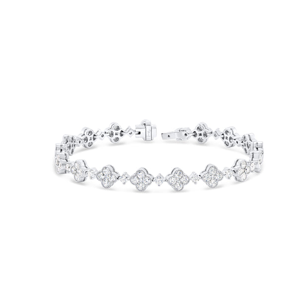 Uneek Petals Collection Clover Round Diamond Bracelet