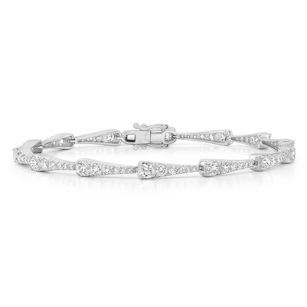 Uneek Bracelet with Graduating Round Diamonds in Tapered Bars