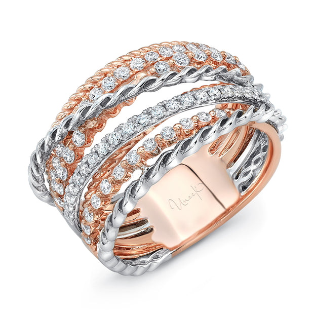 Uneek Teneriffe IV Crossover-Style Stack-Illusion Diamond Band