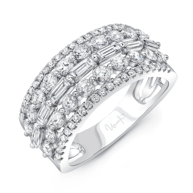 Uneek Baguette and Round Diamond Wide Band