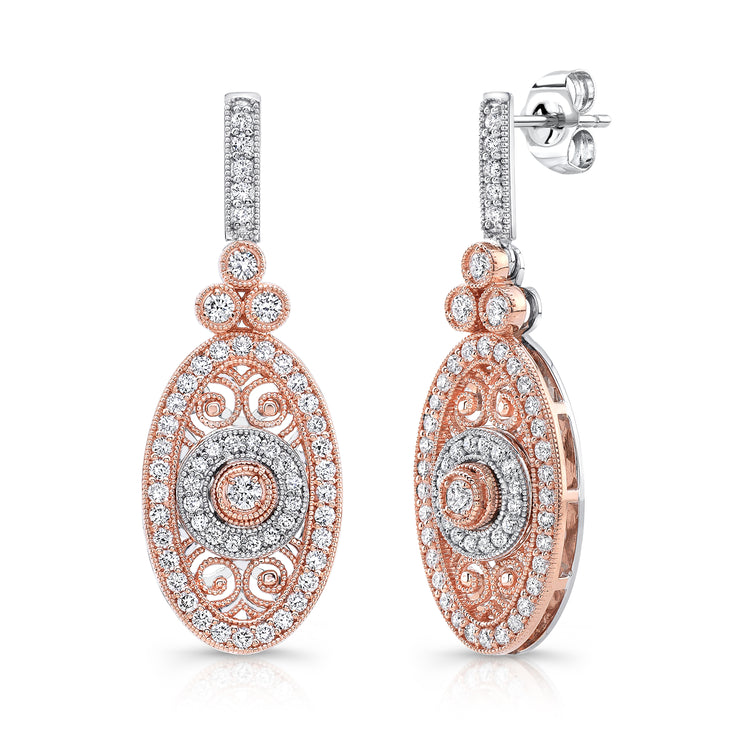 Uneek Vintage-Inspired Elliptical Filigree Dangle Earrings