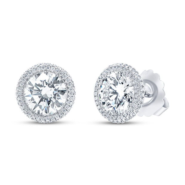 Uneek Signature Collection Halo Round Diamond Stud Earrings