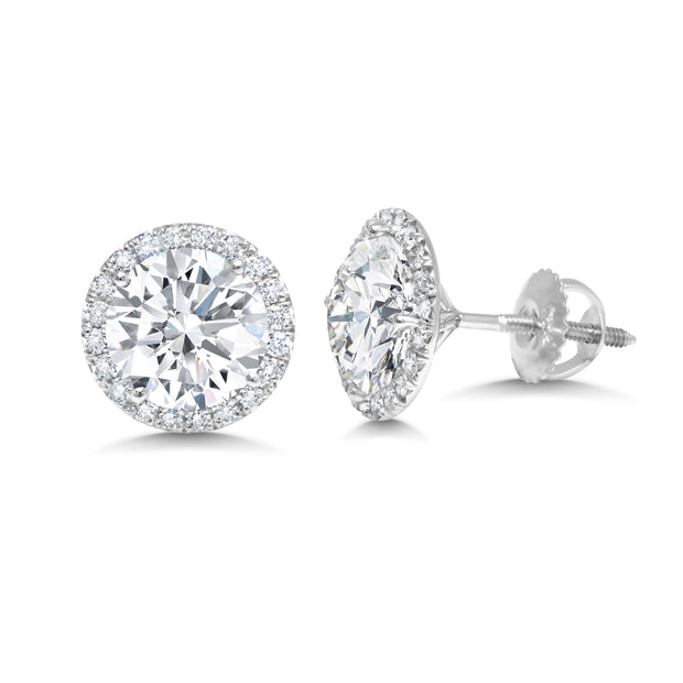 Uneek Signature Collection Halo Round Diamond Stud Earrings