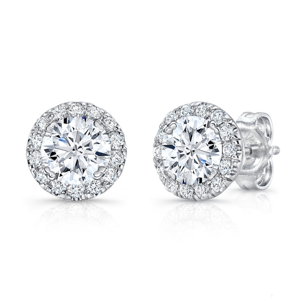 Uneek Round Diamond Halo Stud Earrings