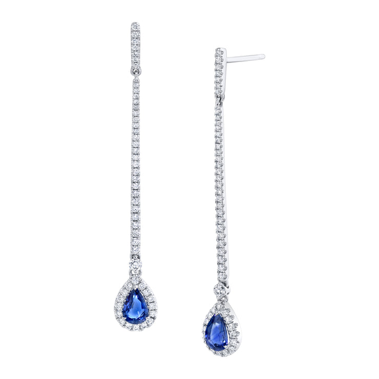 Uneek Precious Collection Round Blue Sapphire Dangle Earrings