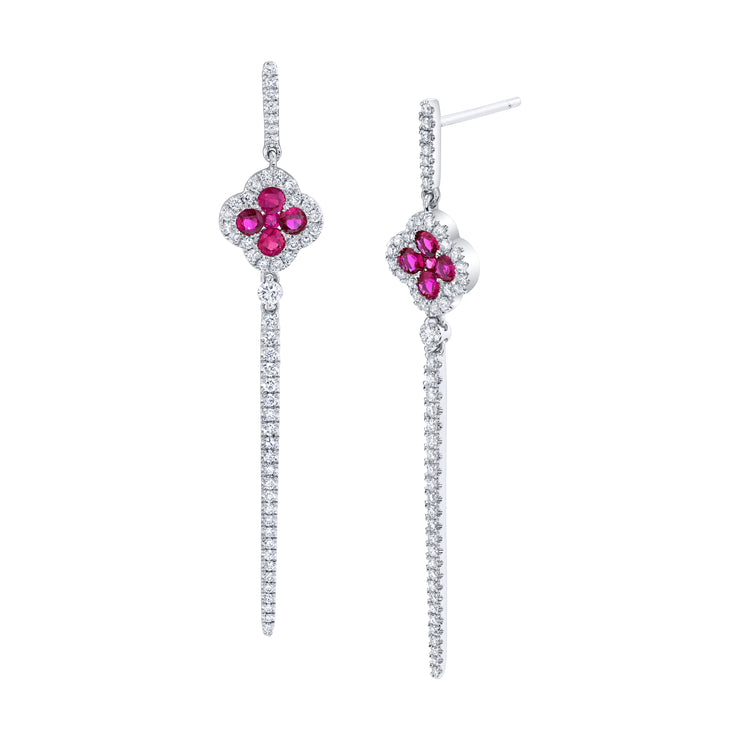 Uneek Precious Collection Round Ruby Dangle Earrings