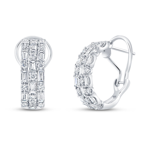 Uneek Gatsby Collection 3-Row Huggie Earrings