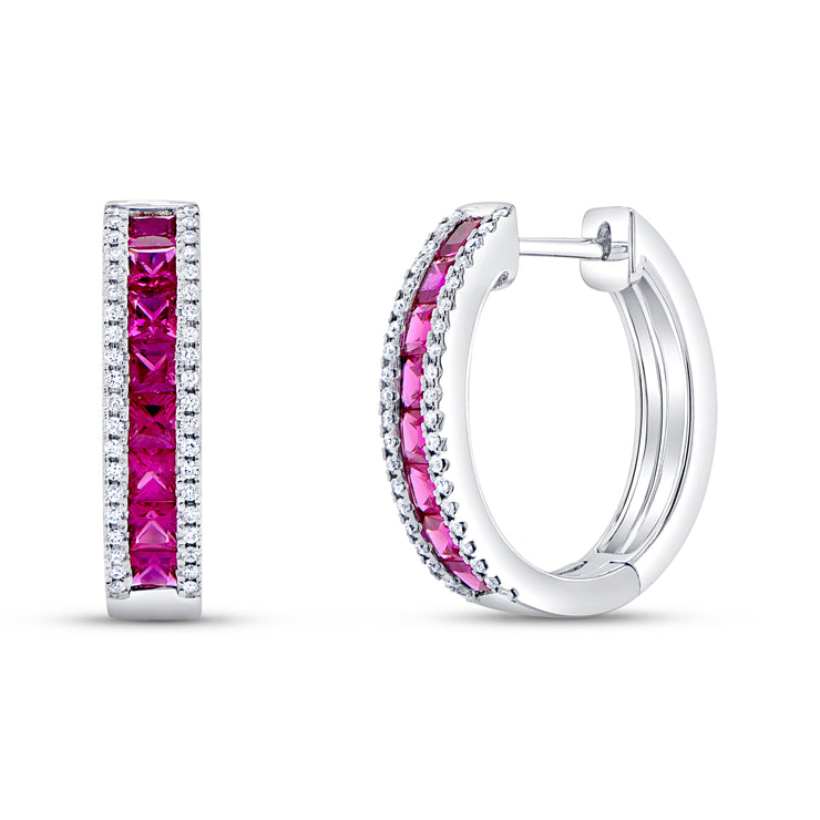 Uneek Precious Collection Ruby Huggie Earrings