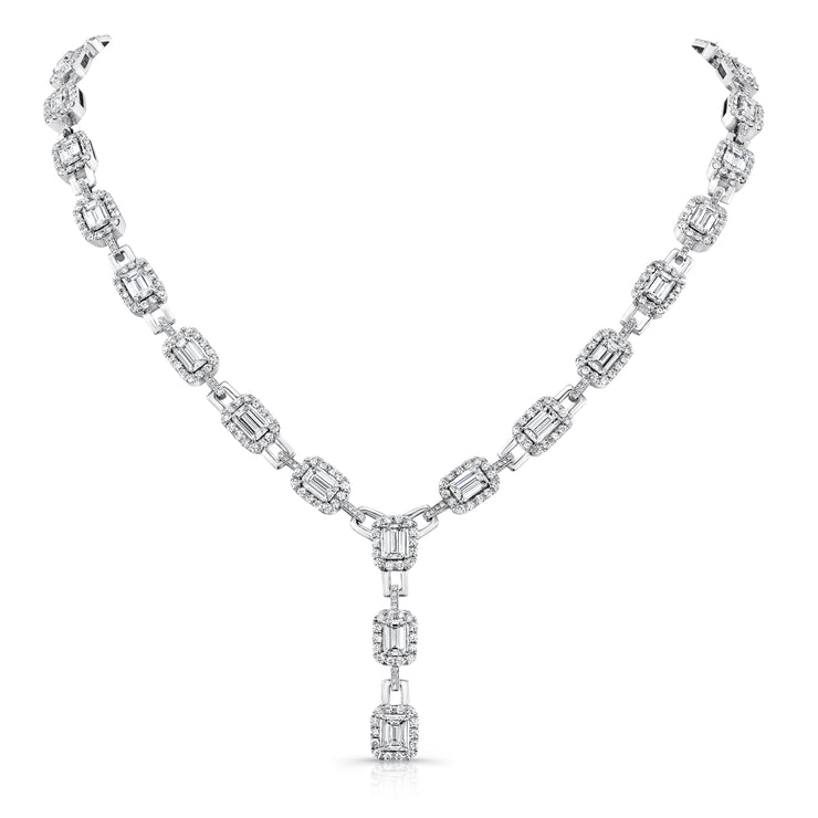 Uneek Emerald Cut Diamond Signature Lariat Necklace