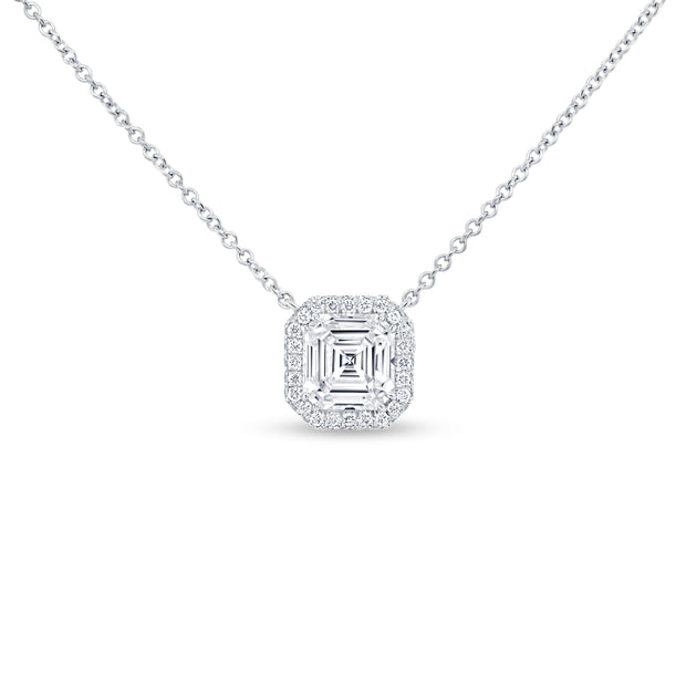 Uneek Signature Collection Halo Asscher Diamond Drop Pendant