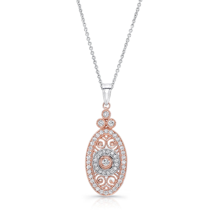 Uneek Vintage-Inspired Elliptical Filigree Diamond Pendant