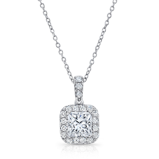 Uneek Silhouette Collection Halo Princess Cut Drop Pendant