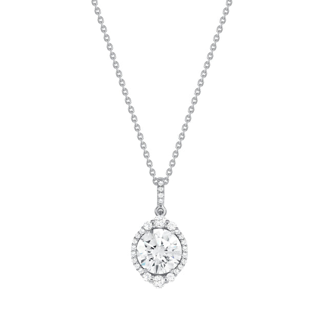 Uneek Petals Collection Halo Round Diamond Drop Pendant