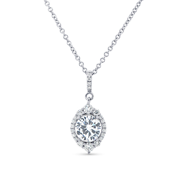 Uneek Petals Collection Halo Round Drop Pendant