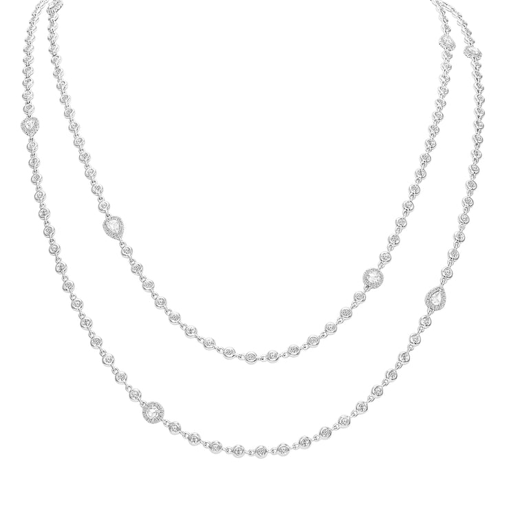 Uneek Cascade Collection Diamonds-by-the-Yard Necklace with Pear-Shaped, Oval and Round Rose-Cut Diamonds