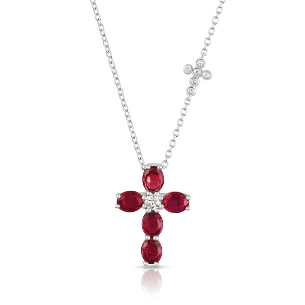 Uneek Precious Collection Cross Round Ruby Religious Pendant