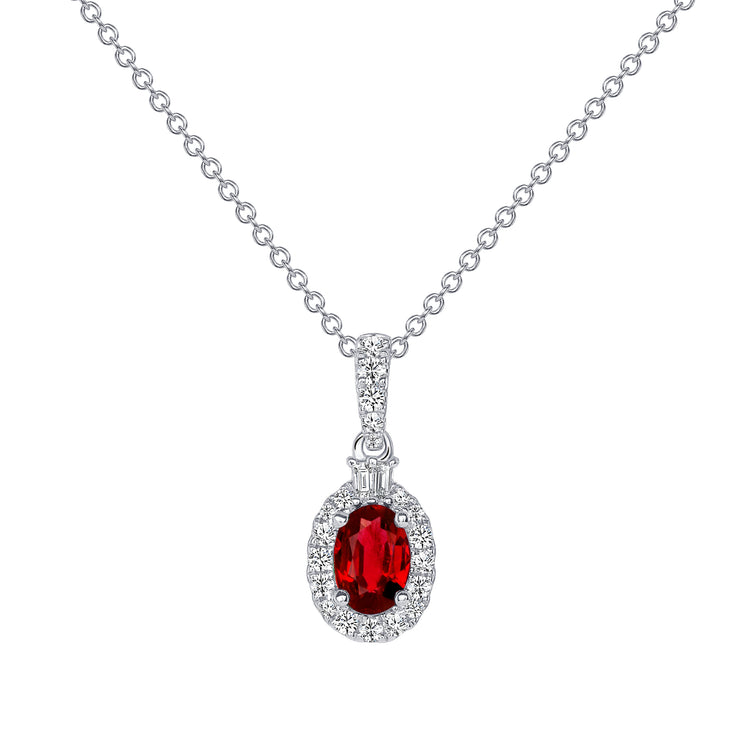 Uneek Precious Collection Halo Round Ruby Drop Pendant