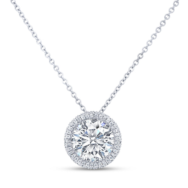 Uneek Signature Collection Halo Round Diamond Brooch Pendant