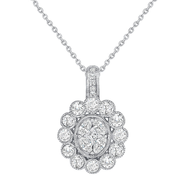 Uneek Petals Design Cluster Diamond CenterPendant