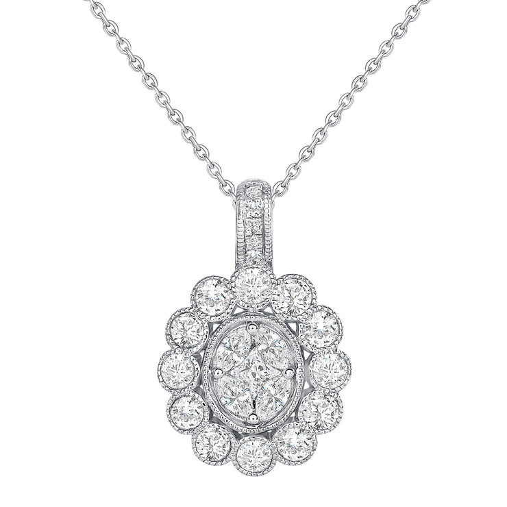 Uneek Petals Design Cluster Diamond CenterPendant