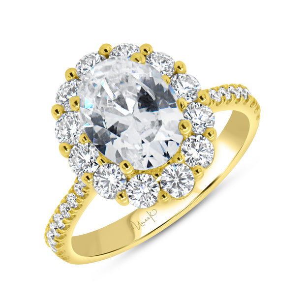 Uneek Petals Collection Halo Engagement Ring