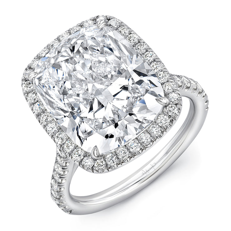 Uneek Signature Collection Halo Cushion Cut Diamond Engagement Ring