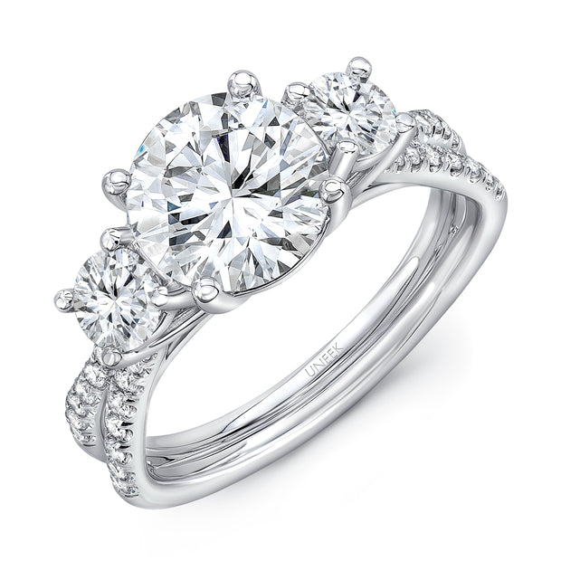 Uneek Silhouette Collection Three-Stone Round Engagement Ring