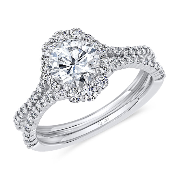 Uneek Silhouette Collection Halo Round Diamond Engagement Ring