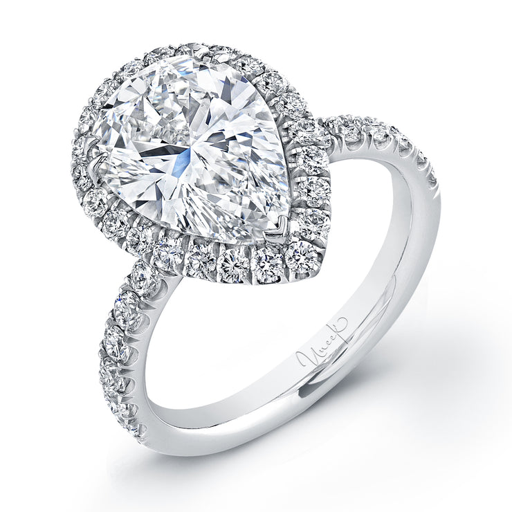 Uneek 4-Carat Pear-Shaped Diamond Halo Engagement Ring