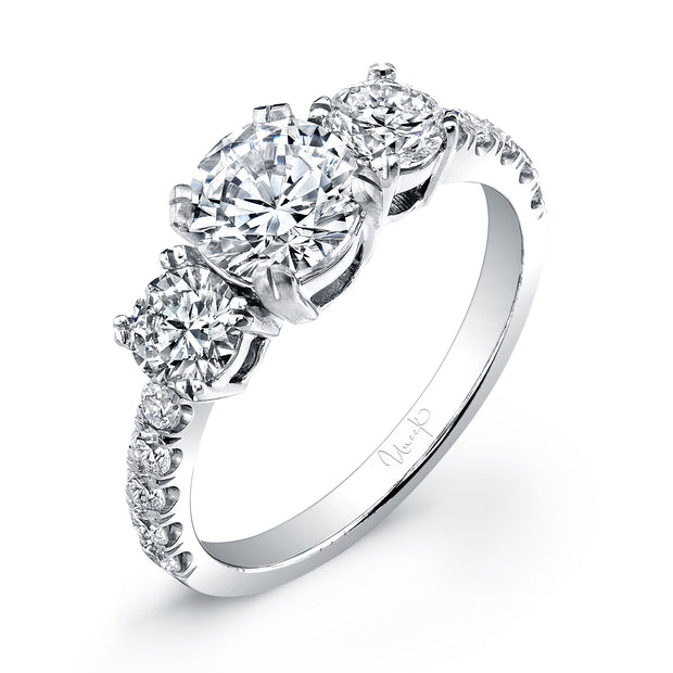 Uneek Signature Collection Three-Stone Round Engagement Ring