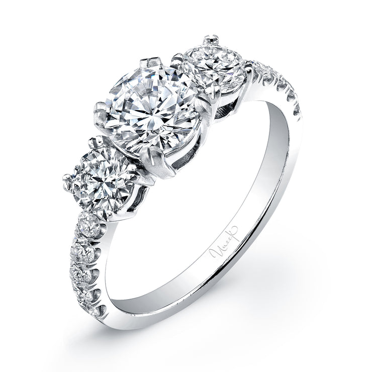 Uneek Signature Collection Three-Stone Round Engagement Ring