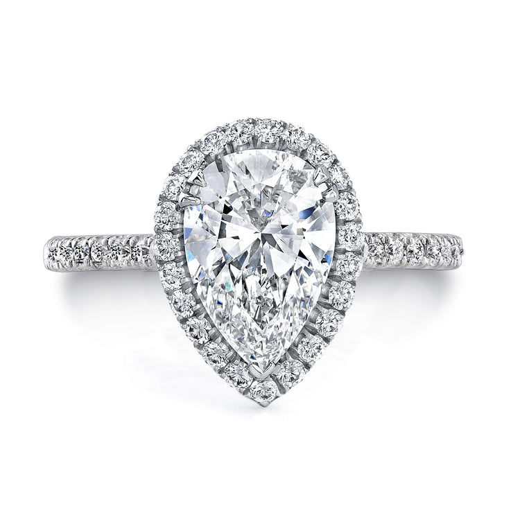 Uneek Timeless Collection Halo Pear Shaped Engagement Ring