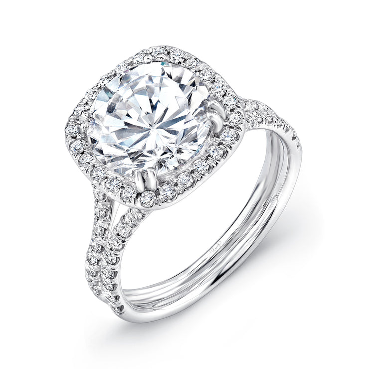 Uneek Silhouette Collection Halo Round Engagement Ring