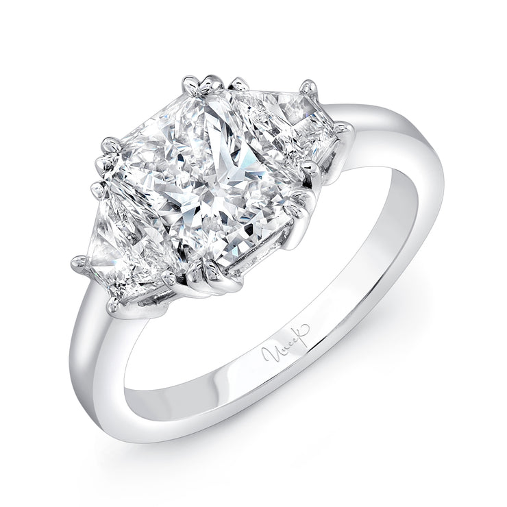 Uneek Signature Collection Three-Stone Radiant Diamond Engagement Ring