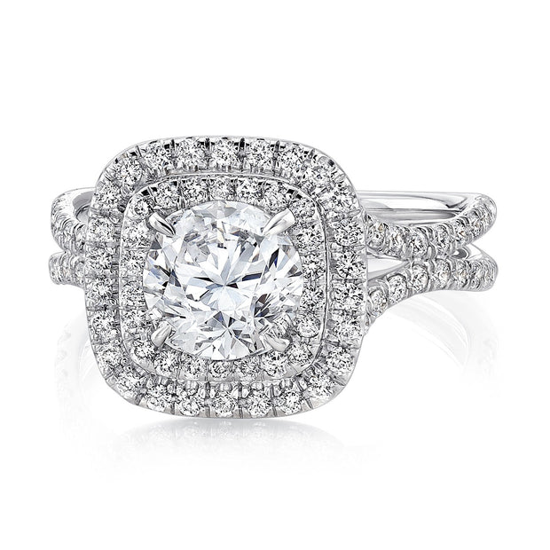 Uneek Silhouette Collection Double-Halo Round Engagement Ring