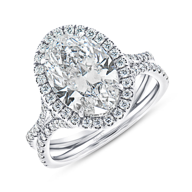 Uneek Signature Collection Halo Oval Shaped Diamond Engagement Ring