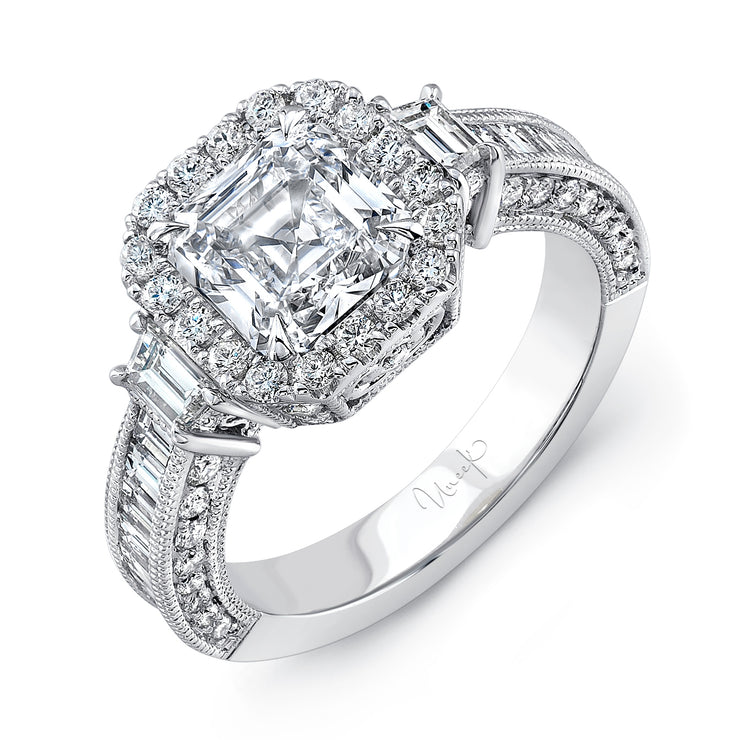 Uneek Signature Collection Halo Asscher Engagement Ring