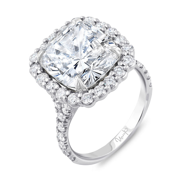 Uneek Signature Collection Halo Cushion Cut Diamond Engagement Ring