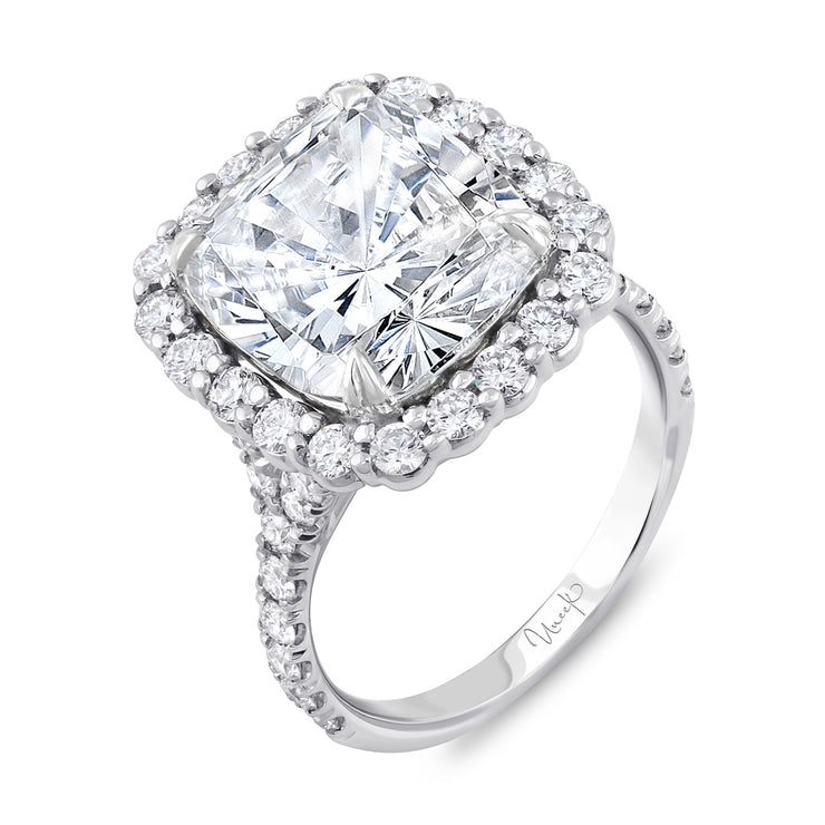 Uneek Signature Collection Halo Cushion Cut Diamond Engagement Ring