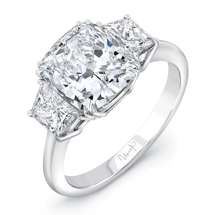 Uneek Signature Cushion-Center Three-Stone Engagement Ring