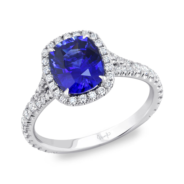 Uneek Cushion-Cut Sapphire Halo Engagement Ring