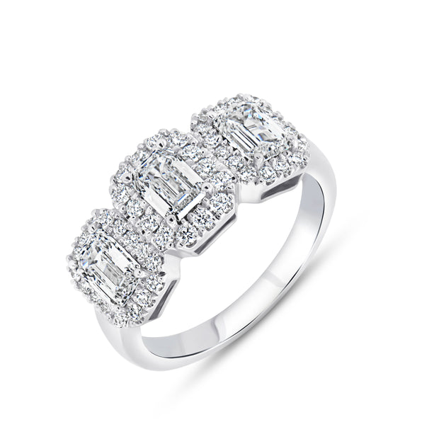 Uneek Signature Collection Halo Emerald Cut Diamond Engagement Ring