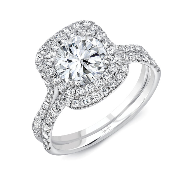 Uneek Silhouette Collection Double-Halo Round Engagement Ring