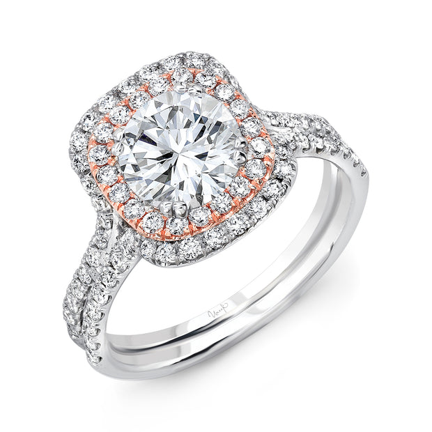 Uneek Silhouette Collection Double-Halo Round Engagement Ring