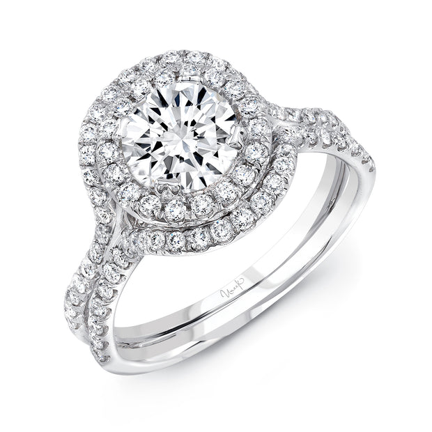 Uneek Silhouette Collection Double-Halo Round Engagement Ring