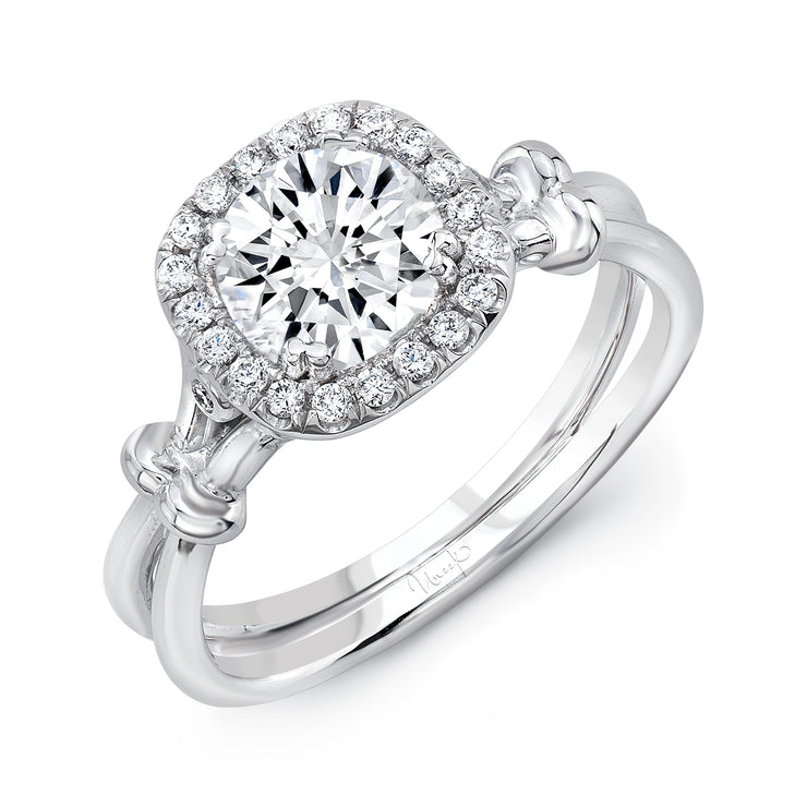 Uneek Silhouette Collection Halo Round Engagement Ring