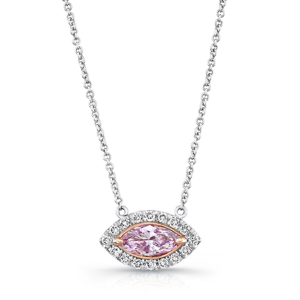 Uneek Marquise Pink Diamond Halo Pendant