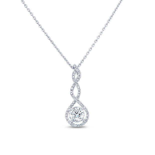 Uneek Signature Collection Halo Round Diamond Drop Pendant