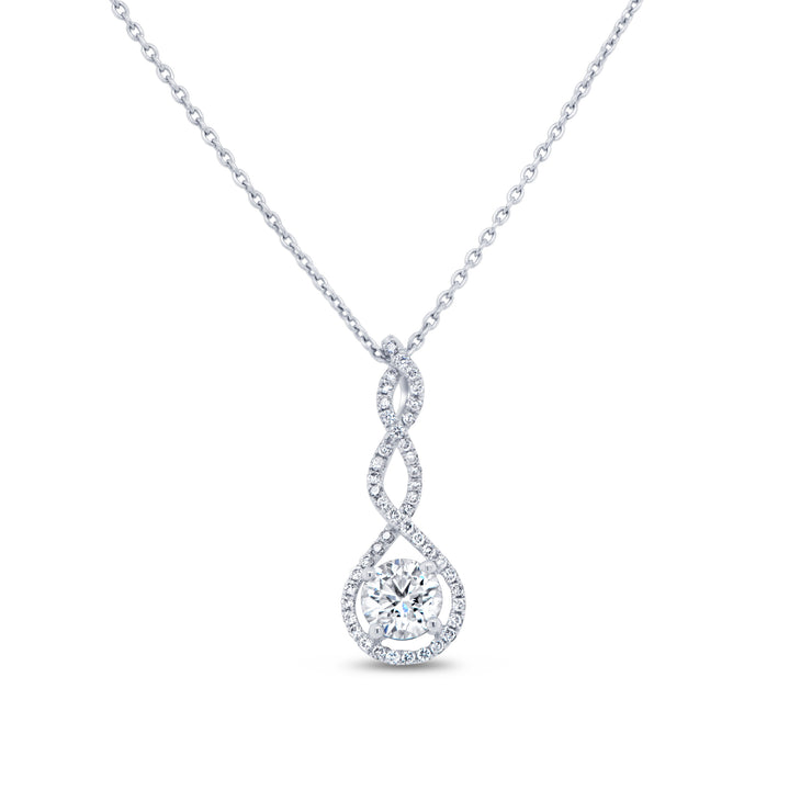 Uneek Signature Collection Halo Round Diamond Drop Pendant