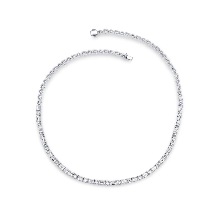 Uneek Signature Collection Emerald Cut Diamond Tennis Necklace